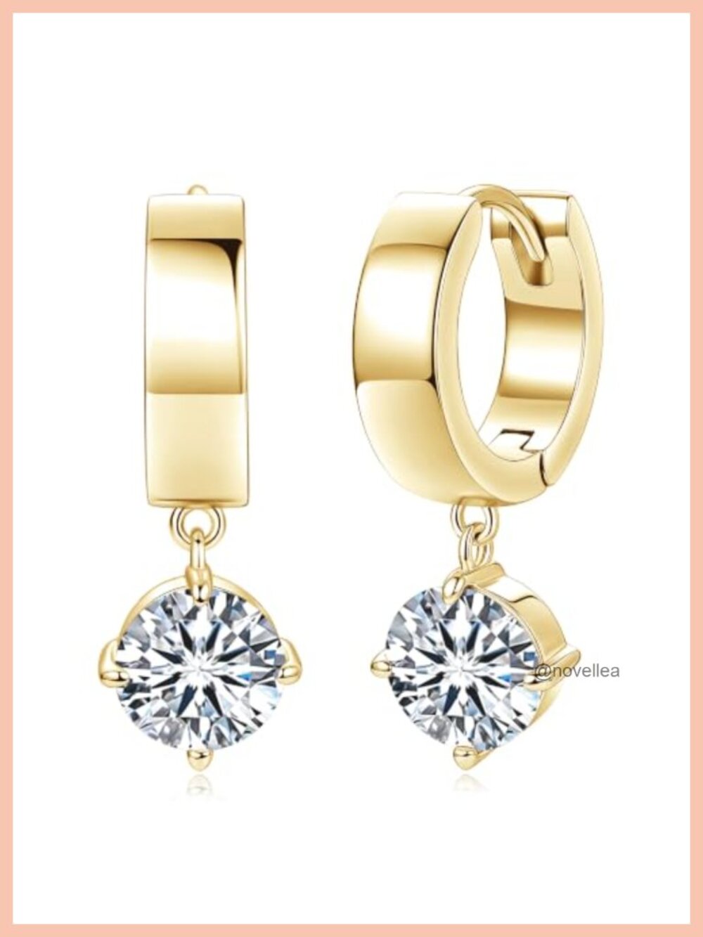 2ct Moissanite Hoop Drop Earrings for Women 14K Gold Filled